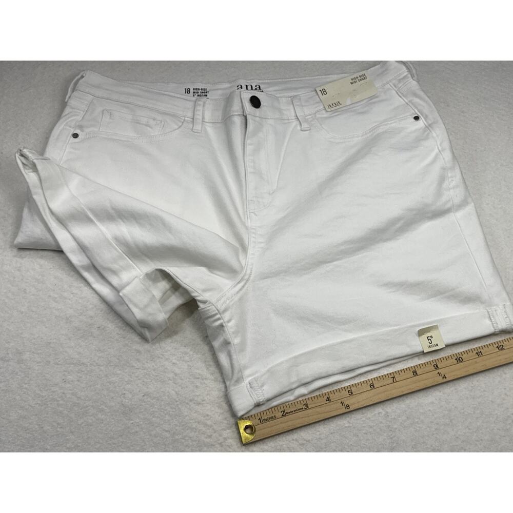 a.n.a. Shorts Women 18 White Denim High Rise MIDI 5 Inseam Stretch Casual Summer - Picture 7 of 11